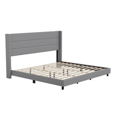 Taylor & Logan King 47" High Hilton Platform Bed Gray: Elegant Plastic Frame, No Box Spring Needed