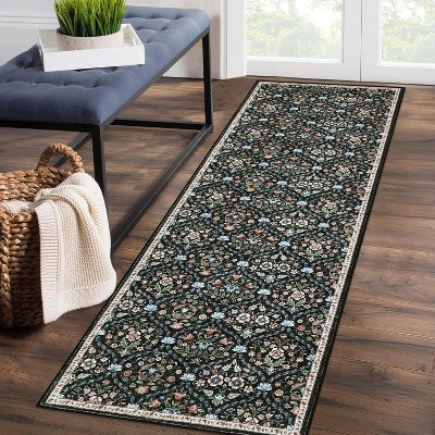 Washable Vintage Runner Rug, Non-Slip, Low Pile, Stain-Resistant, Boho Throw Carpet for Kitchen, Hallway, Living Room, Bedroom.