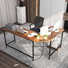 Costway L-shaped Gaming Desk Computer Desk with CPU Stand Power Outlets Rustic Brown/Black - 2 of 4