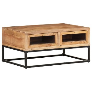 vidaXL Coffee Table Natural wood Solid acacia wood, powder-coated steel - 1 of 4