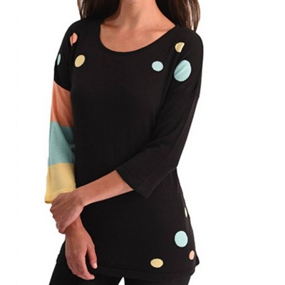 Women's Polkadot-Stripe Sleeve Top - ANGEL