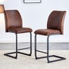 Dining Chairs Set Of 2, Modern Upholstered Dining Chair With Metal Legs, Upholstered Dining Chairs Set, Black+Brown - 2 of 4