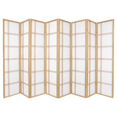 Photo 1 of 6 ft. Tall Double Cross Shoji Screen - Natural (8 Panels)