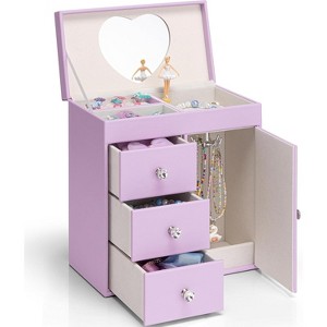Musical Jewelry Box Girls, with Ballerina for Birthday Bedroom Decor, 4 Layer Girl Jewelry Gifts - 1 of 4