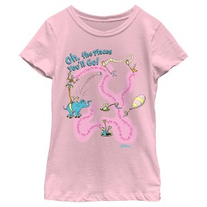 Girl's Dr. Seuss Oh the Places You'll Go Quotes  T-Shirt - Light Pink - Small - 1 of 4