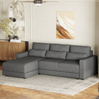 92.9"W L-Shaped Modular Sectional Sofa with Removable Back Cushions and 3 Pillows 4Q - ModernLuxe
