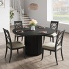 47" Round Dining Table for 4-6 People, Dining Room Table with Sturdy Waveform Metal Pedestal Base, Industrial Kitchen Table for Dining Room, Kitchen - 3 of 4