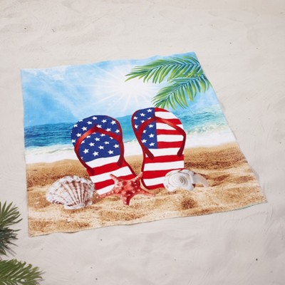Lakeside Oversized 54" x 68" Jumbo Beach Towel for Swimming - Americana Flip Flops