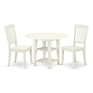 Round Dining Table Set 3pc 20-42" Table w/ Drop Leaves & 2 Chairs - Kitchen Dining Room - 1 of 4
