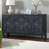 Antique Four Door Cabinet with Carved Flower Handles, Wooden Sideboard Buffet Console for Living Room Kitchen Hallway - 3 of 4