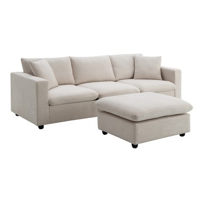 GDFStudio Bruce 101" Fabric L-Shaped Sectional Sofa with Ottoman