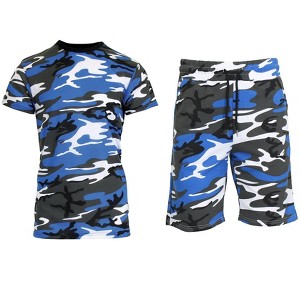 Galaxy By Harvic Men's Slim Fit  2-Piece Camo Short Sleeve Tee  And Shorts Set - 1 of 4