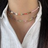 Colorful Beaded Necklace - Freshwater Pearl & Evil Eye Pendant, Stainless Steel 18K Gold Plated Y2K Trendy Jewelry for Women & Teen Girls - 4 of 4
