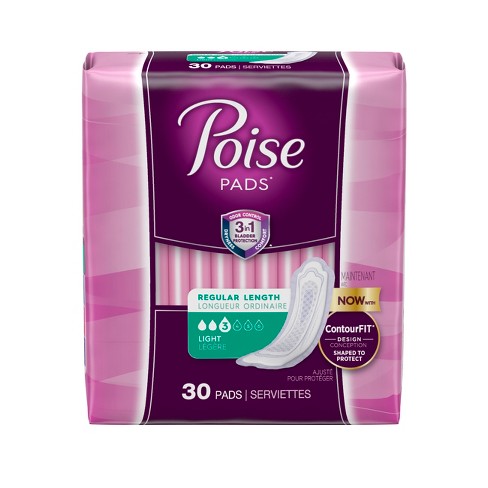 Poise Incontinence Pads - Light Absorbency - Regular - 30ct : Target