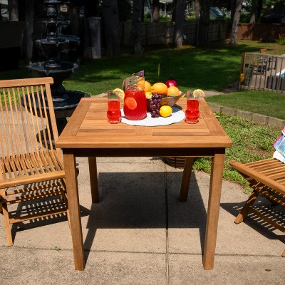 Sunnydaze Light Brown Teak Square Outdoor Dining Table