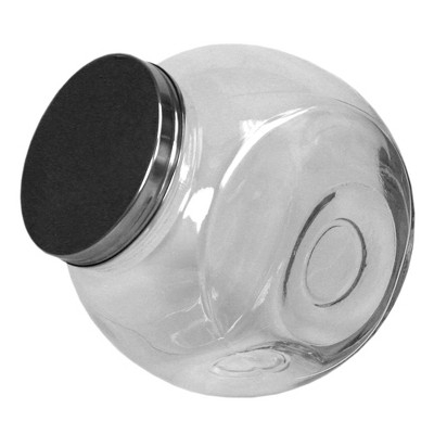 Home Basics Large 131.87 oz. Round Glass Candy Storage Jar with Stainless Steel Top, Clear