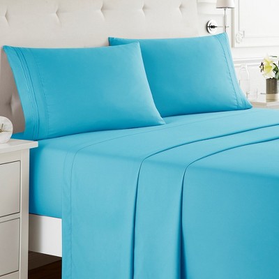 Nestl Double Brushed Microfiber Bed Sheet Set - Queen - Beach Blue : Target