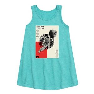 Girls' - MTV - Explore With Us Graphic Sleeveless Aline Dress - 1 of 2
