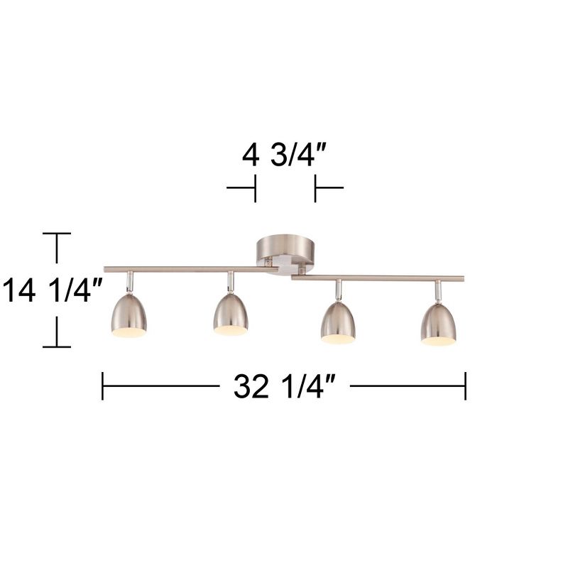 Pro Track Alexa 4-Head LED Ceiling or Wall Track Light Fixture Kit Spot Light Dimmable Silver Satin Nickel Modern Kitchen Bathroom Dining 32 1/4" Wide, 4 of 10