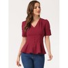 INSPIRE CHIC Women's Vintage Solid Victorian Puff Sleeve Steampunk Lace Up Blouse - 4 of 4