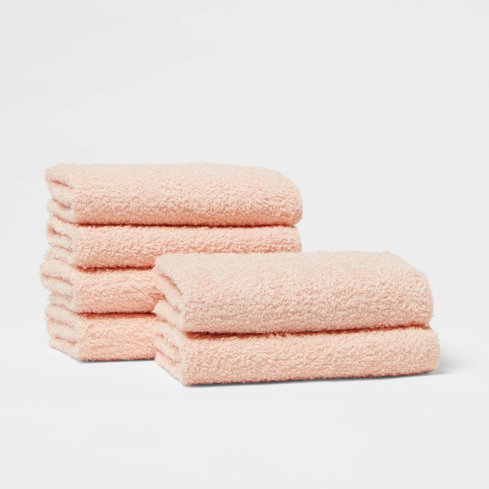 Photos - Towel 6pk Washcloth Set Light Peach - Room Essentials™