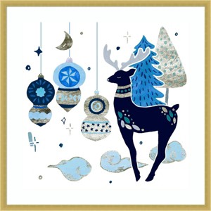Amanti Art 25"x25" Goodnight Reindeer II by Melissa Wang Wood Framed Wall Art Print - 1 of 4