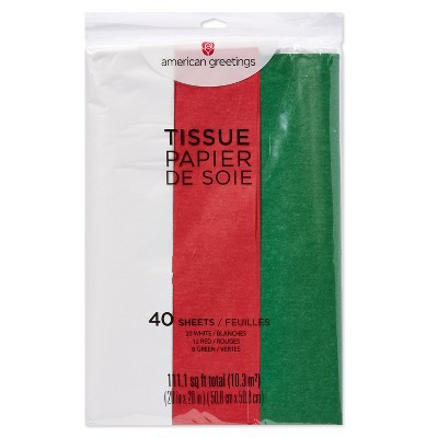 40 Sheets Red/White/Green Tissue Paper Trio Pack