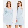 EXLURA Women's 2025 Summer Long Sleeve Party Swiss Dot Dress Smocked Ruffle Cocktail Mini Dresses - 3 of 4