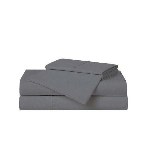 Cannon Split King 5pc Solid Percale Sheet Set Gray: 100% Cotton, 200 Thread Count, Includes 2 Pillowcases & Fitted Sheets - image 1 of 3