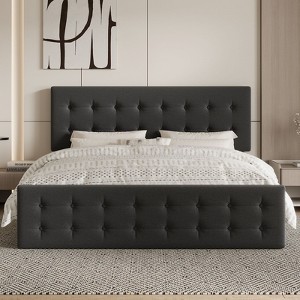 Bed Frame with 4 Drawers,Bed Frame with Headboard and Footboard,Bed Frame with Under Bed Storage, Easy Assembly, No Box Spring Needed - 1 of 4