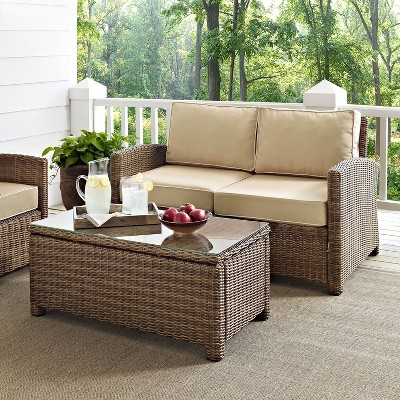 Sand Beige Steel Frame Outdoor Loveseat Set
