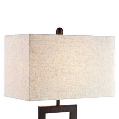 Todd Bronze Metal Table Lamps with USB and Oatmeal Shade