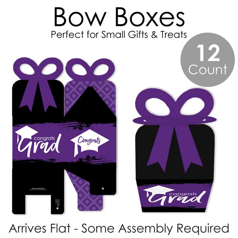 Big Dot of Happiness Purple Grad - Best is Yet to Come - Square Favor Gift Boxes -  Purple Graduation Party Bow Boxes - Set of 12, 5 of 8