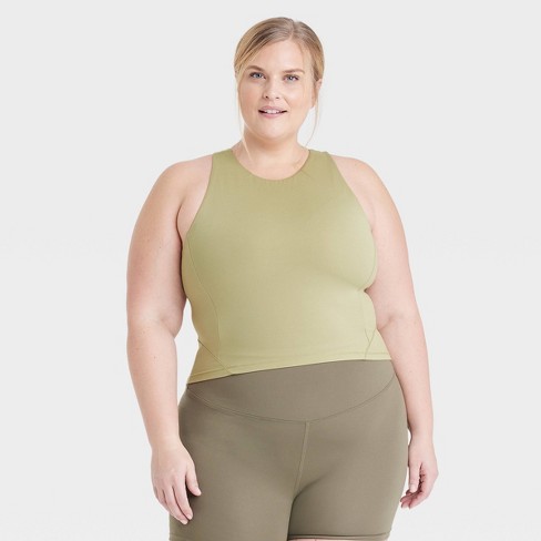 Women's Cropped Shelf Tank Bra - All In Motion™ Olive Green 3x : Target