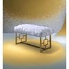 Kumasinova Faux Fur Armless Lounge Bench– Backless, Gold Metal Legs, 5" Padded Seat, Ottoman Bench for Bedroom, End of Bed Bench, Entryway Bench - 2 of 4