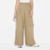 Women's High-Rise Pleated Baggy Leg Cargo Pants - Wild Fable™ Brown - 2 of 3