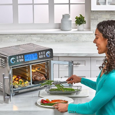 Stainless Steel Dual Basket Electric Air Fryer Oven with French Door