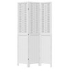 vidaXL White Room Divider in Solid Paulownia Wood and Bamboo - Privacy Folding Screen, Indoor Partition - 105-110x200cm 3 Panel - 4 of 4