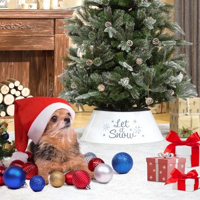 YOOCOZZ Unique Christmas Decor - 26" x 26" x 9" White Xmas Tree Collar, Steel Tree Ring Skirt, Home Xmas Decoration for Xmas Tree, Hide Tree Stand