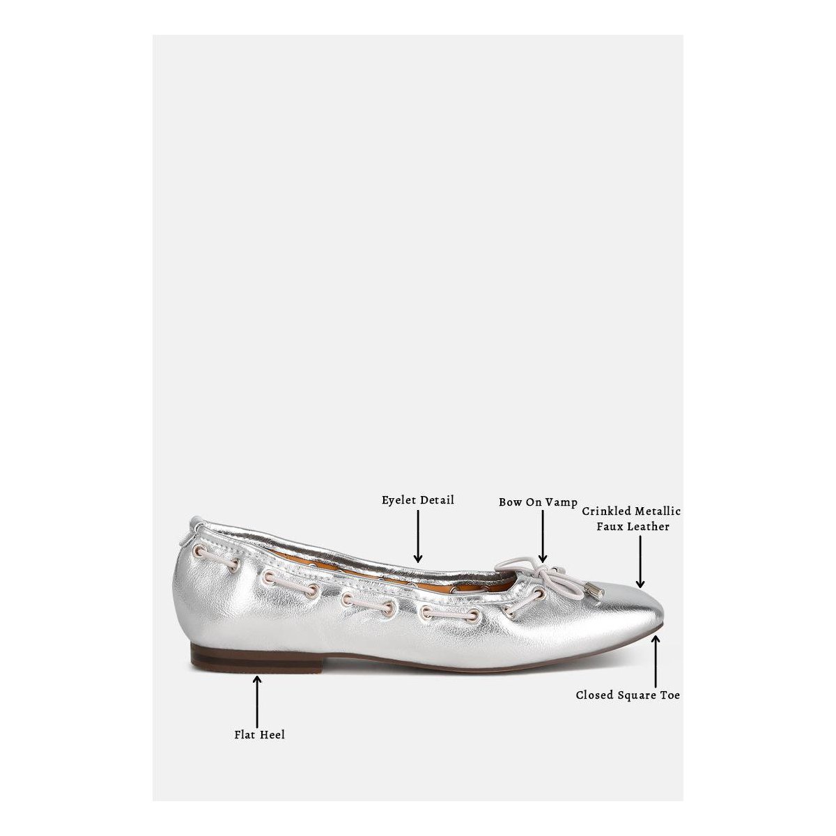 Обувь Rag & Co Womens Marlow Metallic Eyelet Detail Bow Ballerinas 8 — фото 6
