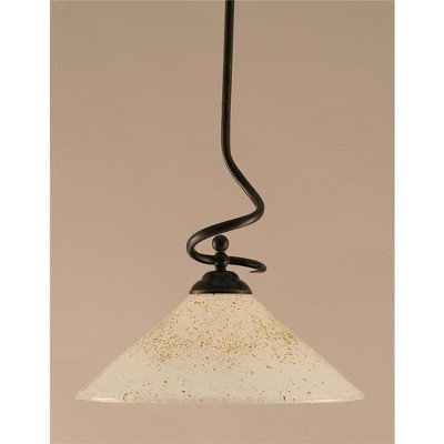 Toltec Lighting Capri 1 - Light Pendant in  Dark Granite with 16" Gold Ice Shade