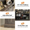 72in Tall Buffet Bar Cabinet with LED Lights, Microwave Stand, Wine Rack and Glass Shelf, Farmhouse Kitchen Sideboard Coffee Hutch - 3 of 4