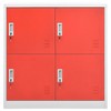 vidaXL Locker Cabinet Set of 2 Light grey and red Steel Medium - 3 of 4
