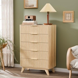 Karl Home 5-Drawer Natural Particle Board 30in. W Chest of Drawer - 1 of 4