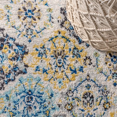 Blue and Multicolor Synthetic 8' x 10' Reversible Area Rug