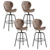 VECELO Bar Stool Faux Leather Counter Height Barstool with Metal Legs and Footrest, Brown - 3 of 4