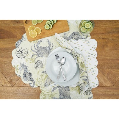 Beige and Gray Quilted Coastal Table Runner