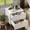 Modern Fluted Nightstand with Charging Station & 2 Drawers, Gold & Wood Bedside Table with USB Ports & Outlets - 4 of 4