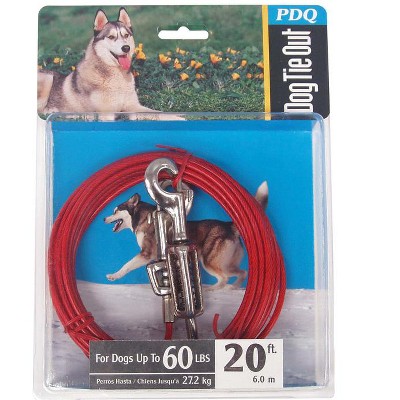 PDQ Red Vinyl Coated Cable Dog Tie Out Large