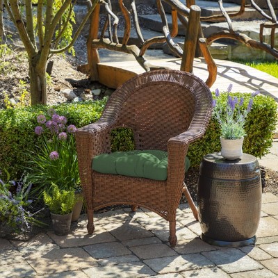 Moss Green Polyester Outdoor Wicker Chair Cushions, Set of 2